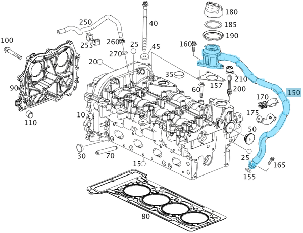 Yağ Dolum Borusu Subap Kapak Üstü / Hava Tahliye Borusu / Havalandırma Borusu / Hava Tahliye Valfi. A Seri W176, B Seri W245 Motor: M270 OEM A2700180900, A2700180500, 2700180900, 2700180500