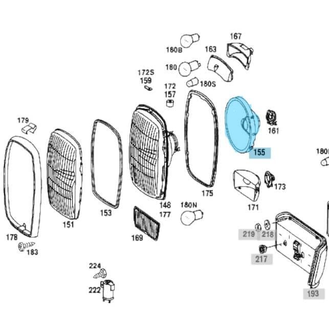 Far Reflektörü / Far Tası W115 SAĞ+SOL Takım OEM A0008261778