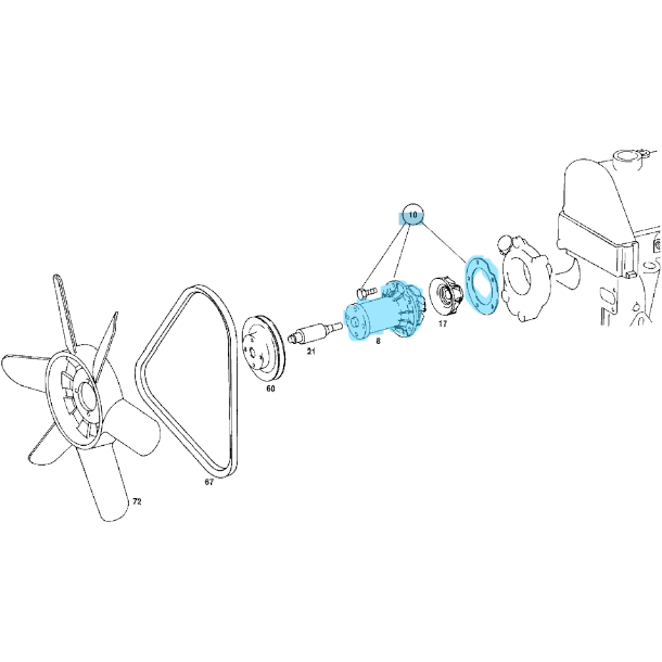 Devirdaim Su Pompası M110, M115, OM615, OM616 4 Delik OEM A1102001720