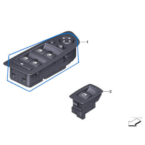 Cam Açma Düğmesi Ön Sol Ayna Karartmalı Katlamalı BMW 3 Seri E90, E91, OEM 61319217332, 61319132135, 61316948632