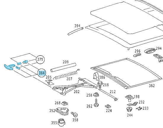 Tavan Açma Kolu (Sunroof kolu) W115, W123, W116, W126 OEM A1237800016