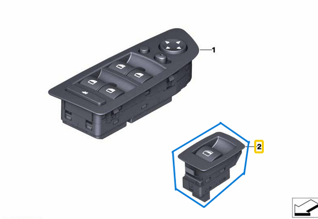 Cam Açma Düğmesi Ön Sağ, Arka Sağ-Sol BMW 1 Seri E87, 3 Seri E90, E91, E92, E93, X5 E70, X6 E71, E72 OEM 61316945874, 61316952001