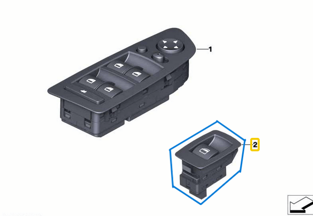 Cam Açma Düğmesi Ön Sağ, Arka Sağ-Sol BMW 1 Seri E87, 3 Seri E90, E91, E92, E93, X5 E70, X6 E71, E72 OEM 61316945874, 61316952001