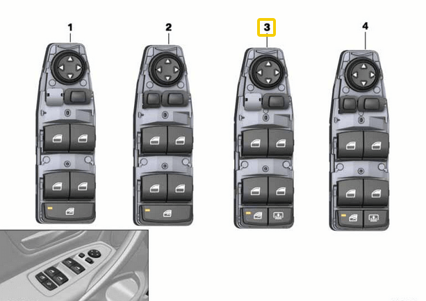Cam Açma Düğmesi Ön Sol BMW 3 Seri F30, F80  5 Seri F07, F10, F11, 6 Seri F06 OEM 61319218481