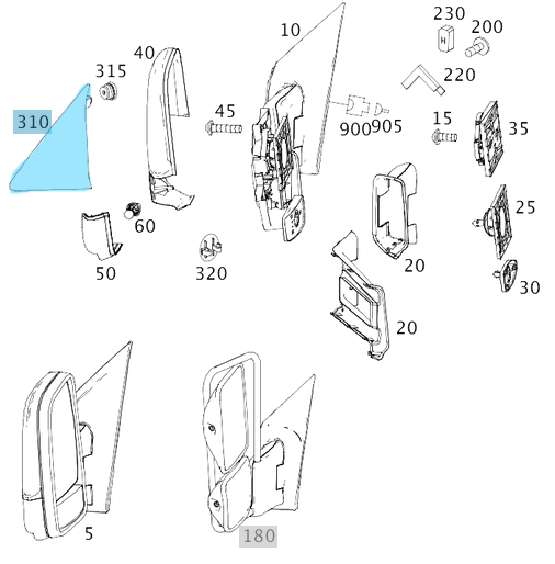Ayna Üçgen Kapağı / Ayna Üçgeni Sol Sprinter W906 OEM A9068110007
