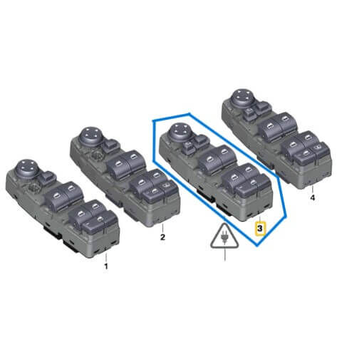 Cam Açma Düğmesi Ön Sol Ayna Karartmalı BMW 5 Seri F07, F10, F11, 6 Seri F06, X3 F25 OEM 61319241955, 61319238239, 61319179913, 61319362107, 61319208111