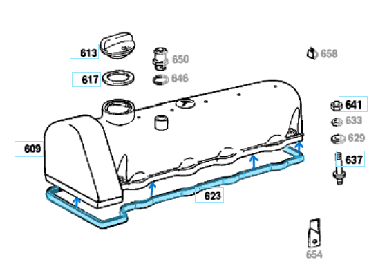 Üst Kapak Contası / Külbütör Kapak Cotas ı/ Subap Kapak Contası W115, W123 M115 200,220,230/4  4 Silindir OEM A1150160180