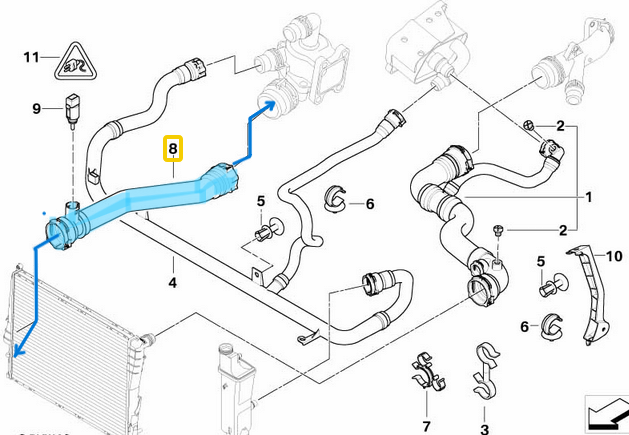 Radyatör Hortumu Alt BMW 3 Seri E46 Motor: N40, N42, N45 OEM 17127507749