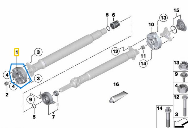 Şaft Köselesi / Şaft Takozu 96mm BMW 3 Seri F30, 5 Seri E60, E61, F10, F11, G30, G31, 6 Seri E63, E64, G32, 7 Seri G11, G12, X3 Seri G03 OEM 26117522027