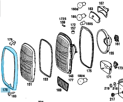 Far Çerçevesi W115 Sağ+Sol OEM A1158260089