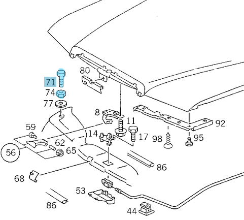 Kaput Ayar Civatası (Vidası) Spmunlu W115, W116, W123, W126, W201, W124, W202, W210 OEM A2019880511, A0009987906
