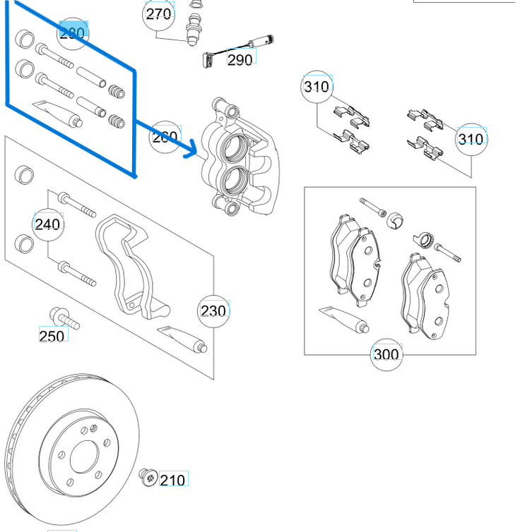 Kaliper Tamir Takımı / Pens Tamir Takımı / Disk Fren Tamir Takımı Tam Set Ön Sprinter W906, Vito W639, W447, VW Crafter OEM A0004210850, A0004200054