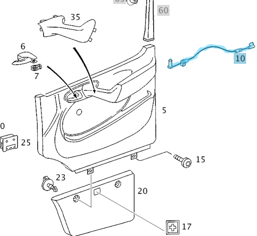 Kapı Açma Teli Ön Sol Sprinter W901, W902, W903, W904 OEM A9017600804