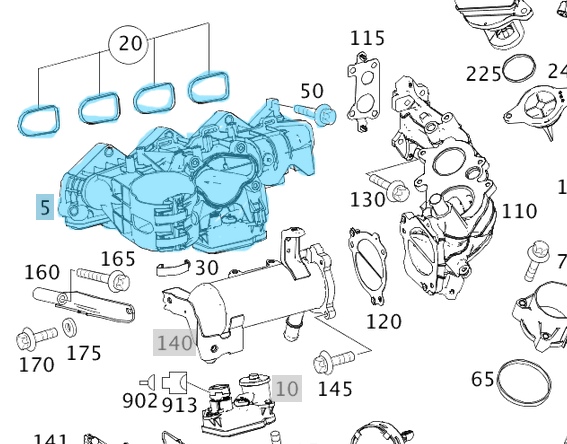 Manifold Emme Plastik / Emme Manifoldu Plastik C Seri W204, E Seri W211, Motor: OM646 OEM A6460902337