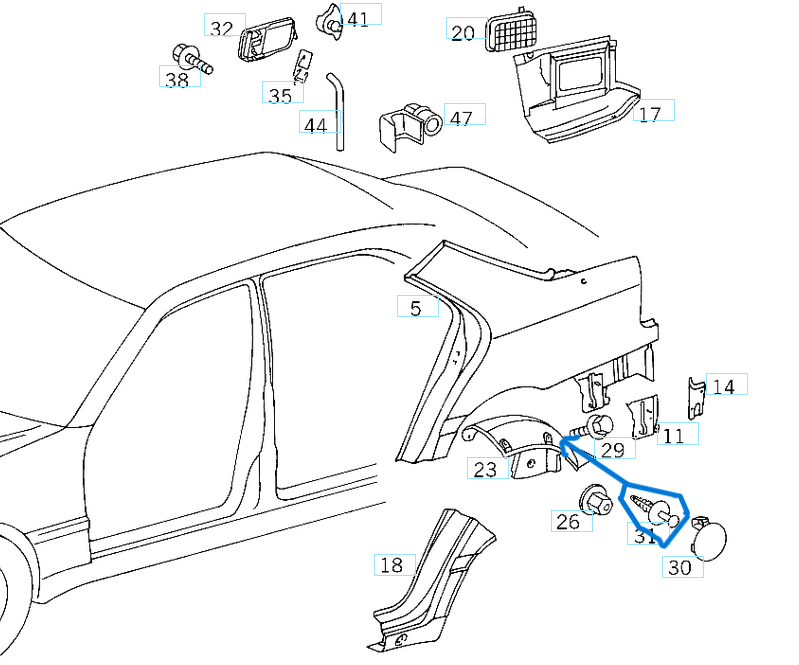 Çamurluk Davlunbazı Kopçası / Çamurluk Davlumbaz Klipsi / Çok Amaçlı Klips Mercedes Tüm Modeller OEM A1249900492