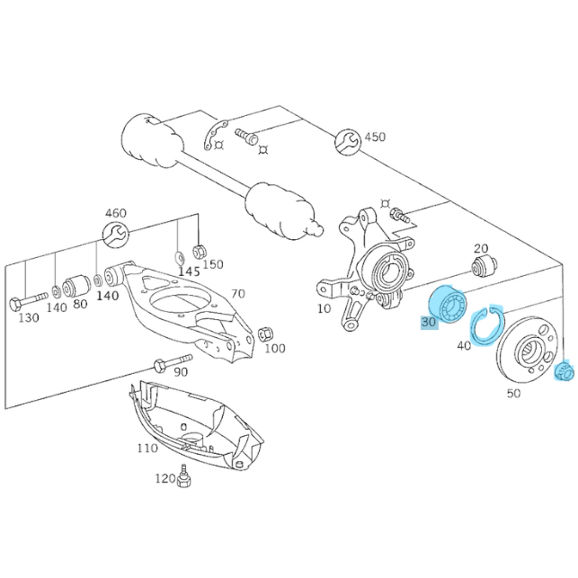 Teker Rulmanı / Teker Bilyası W124, W201, W202, W203 Arka Vito W638 Ön Arka OEM A2029810127