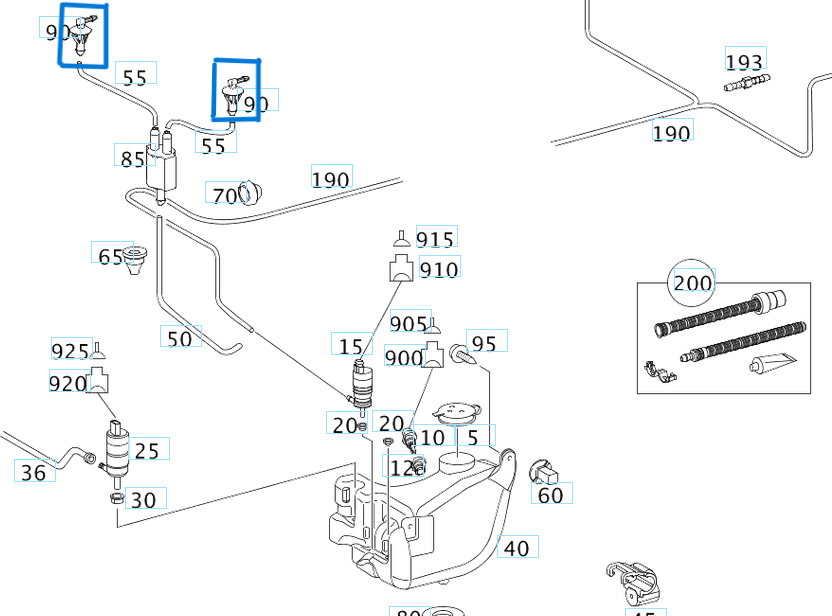 Silecek Su Fıskiye Memesi Vito W639, Sprinter W901, W902, W903, W904, W906, W907 OEM A6318690024