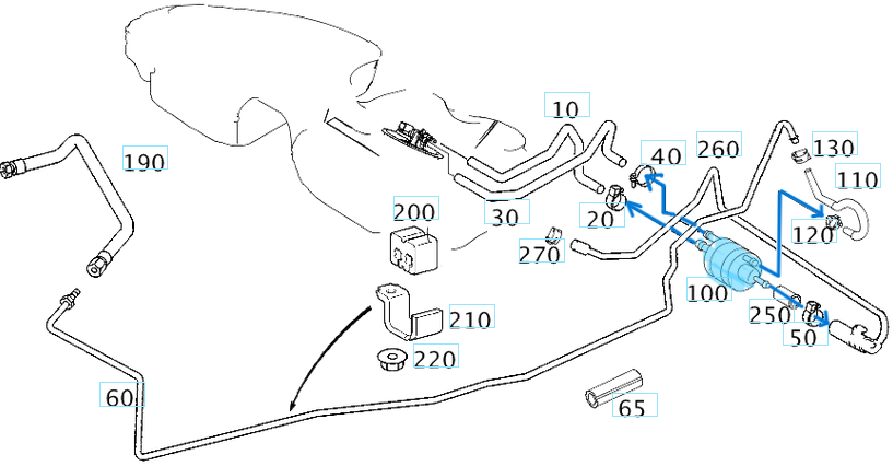 Benzin Filtresi / Jetronik Filtre C Seri W203, E Seri W210, S Seri W220, R Seri W251 Motor: M112, M113, M271 OEM A0024773001, A0024773101, A0024775301, A0024776401