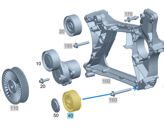 Kayış Gergi Makarası Düz Alt / Kayış Gergi Kasnağı / Kayış Gergi Bilyası C Seri W205, GLC Seri W253 Motor: OM651 OEM A0002021819