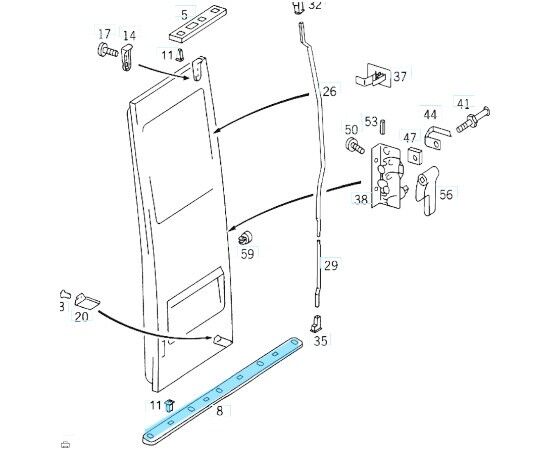 Kapı Kilit Bakaliti Arka Alt Sprinter W901, W902, W903, W904, VW LT35 OEM A9017660119, 2D1863487