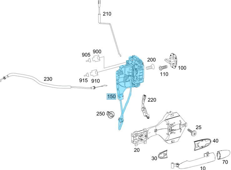 Kapı Kilidi Ön Sağ Kablolu Sprinter W906 OEM A9067201735