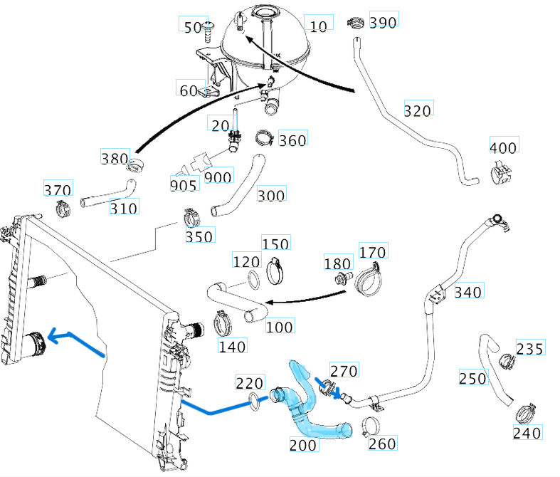 Radyatör Hortumu Alt Sağ Sprinter W906 Motor: OM651 OEM A9065011482, A9065013082