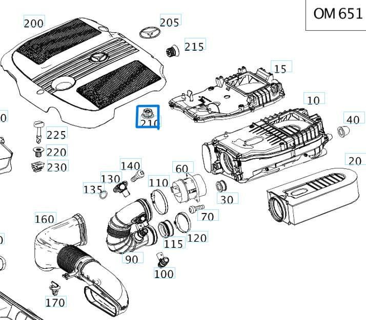 Motor Üst Kapak Tutucu / Motor Üst Muhafaza Takozu W164, W221, W447, W639, W906 OEM A6420940785