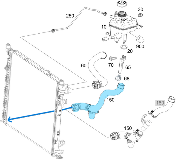 Radyatör Hortumu Alt 4 Matic ML Seri W166 Motor: M276 OEM A1665008675, A1665008475