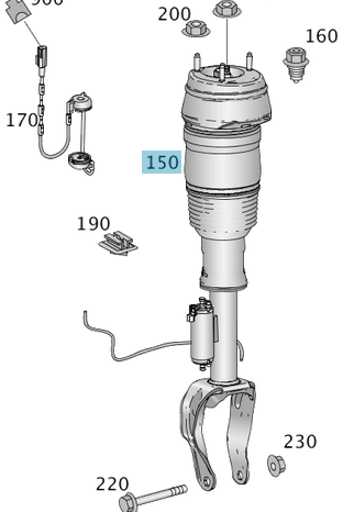 Amortisör Ön Havalı Sol ADS'li ML W166 OEM A1663205166, A1663201313, A1663206913, A1663204166, 1663205166, 1663201313, 1663206913, 1663204166