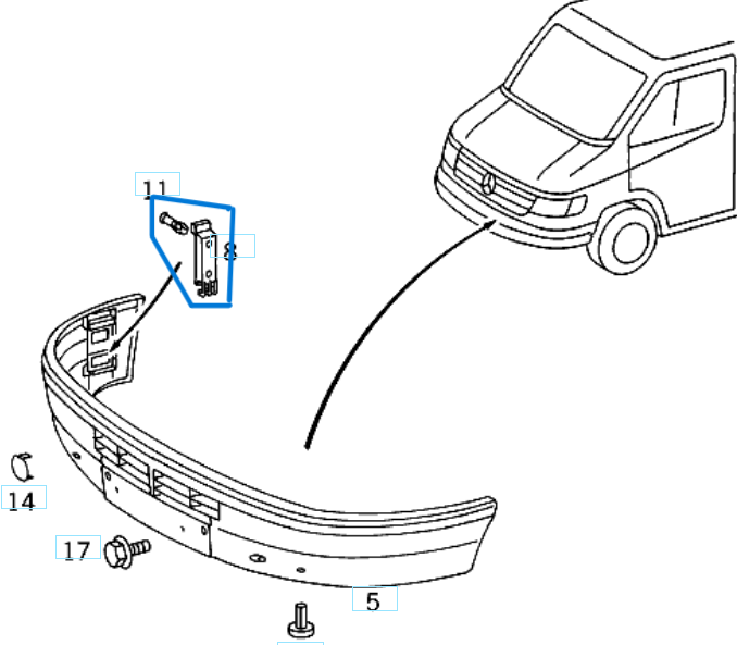 Tampon Tutucu Braketi Ön Sağ Sol Sprinter W901, W902, W903, W904 OEM A9018800114
