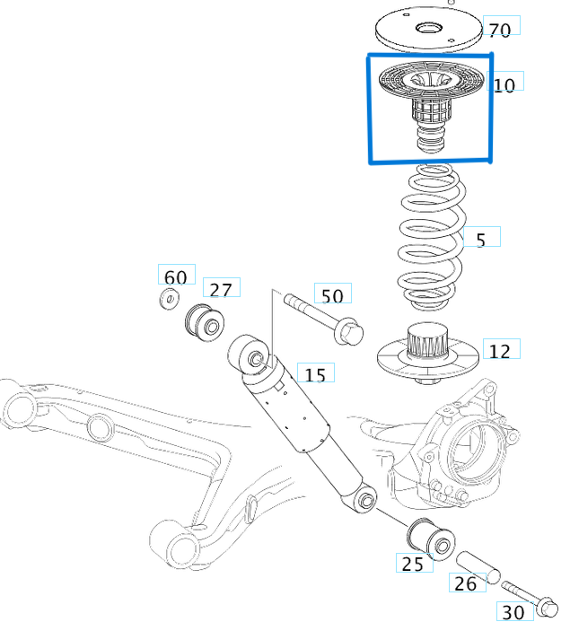 Şase Takozu / Helezon Yayı Takozu Arka Üst Vito W639 OEM A6393240308