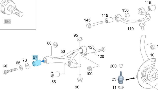 Salıncak Burcu / Salıncak Fişeği Ön Alt Dış ML Seri W164, W166, R Seri W251, OEM  A1643330414