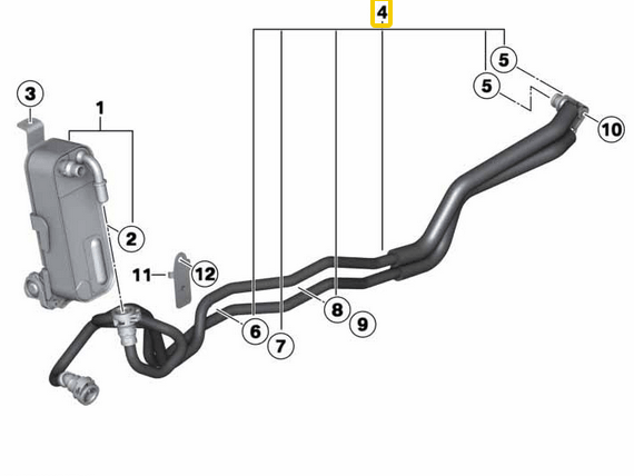 Otomatik Şanzıman Yağ Radyatörü Hortumu / Şanzıman Yağı Soğutma Hortumu BMW 1 Seri F20, F21, 3 Seri F30, F31, F35, Motor: N13 OEM 17227604979, 7604979