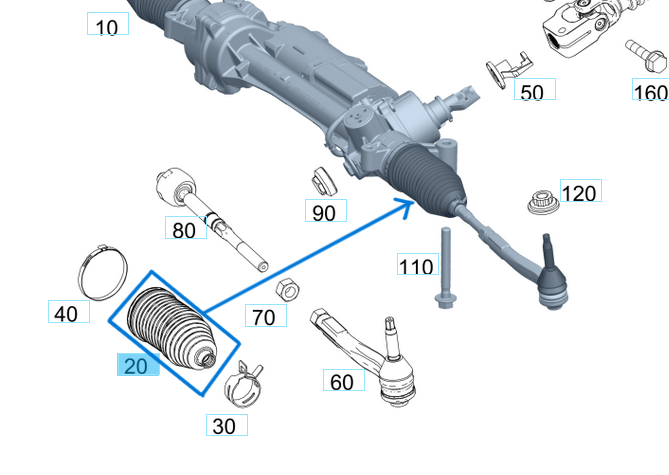 Direksiyon Körüğü / Rot Körüğü Sağ-Sol C Seri W203, CLK Seri W209, E Seri W211 OEM A2034602300