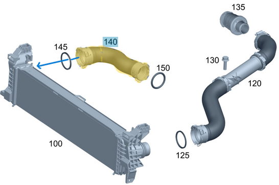 Intercooler Hortumu / İnterkol Hortumu / Turbo Hortumu Sağ Vito W447 Motor: OM622 (Renault Motor) OEM A4475280682