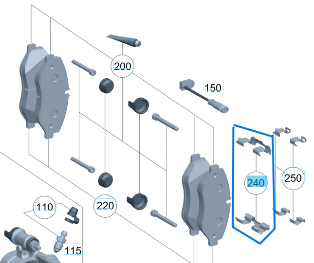 Balata Sacı Ön Tek Taraf Takım  Vito W447, W639, Sprinter W906 OEM A0014211191