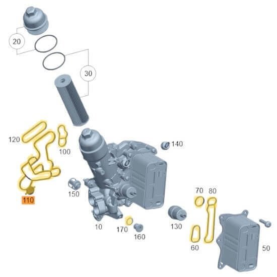 Yağ Filtre Kütük Conta Seti 7 Adet Motor: OM654, OM656 OEM A6541840080