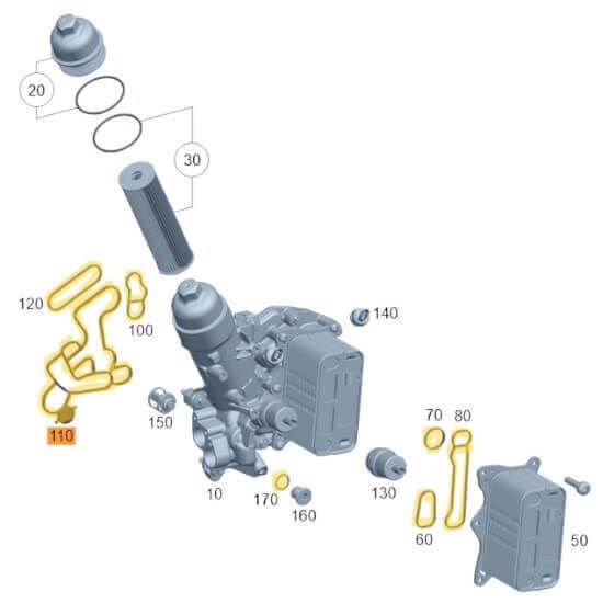 Yağ Filtre Kütük Conta Seti 7 Adet Motor: OM654, OM656 OEM A6541840080