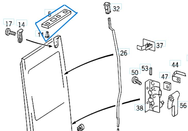 Arka Kapı Üst Kilit Bakaliti / Kapı Plastiği Arka Üst Sprinter W901, W902, W903, W904 OEM A9017660219