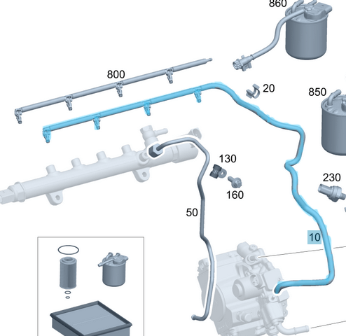 Mazot Geri Dönüş Hortumu Sprinter W906, W907, Vito W639 Motor: OM651 OEM  A6510700132