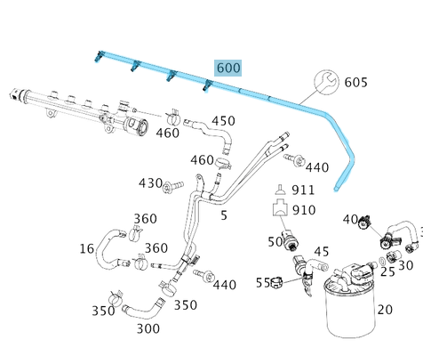 Mazot Geri Dönüş Hortumu Sprinter W906, W907, Vito W639 Motor: OM651 OEM  A6510700132