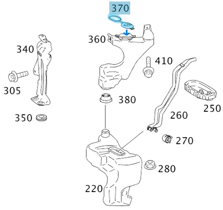 Silecek Su Depo Kapağı A Seri W176, C Seri W203, W205, E Seri W213,  S Seri W221, CLS W257 OEM A2038690108