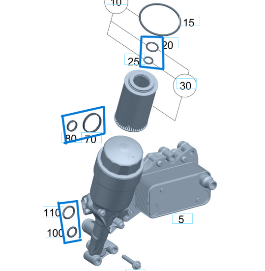 Yağ Filtre Kütük Contası Takım 8 Adet OM651 Motor Tüm Modellere OEM A6511801310, A6511840480, A6511840880, A0199970445, A0199970545