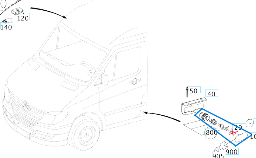 Reflektör Yan Duylu (Ampul Hariç) Sprinter W906, VW Crafter OEM A0038202956, A0038201256, 2E0945061D