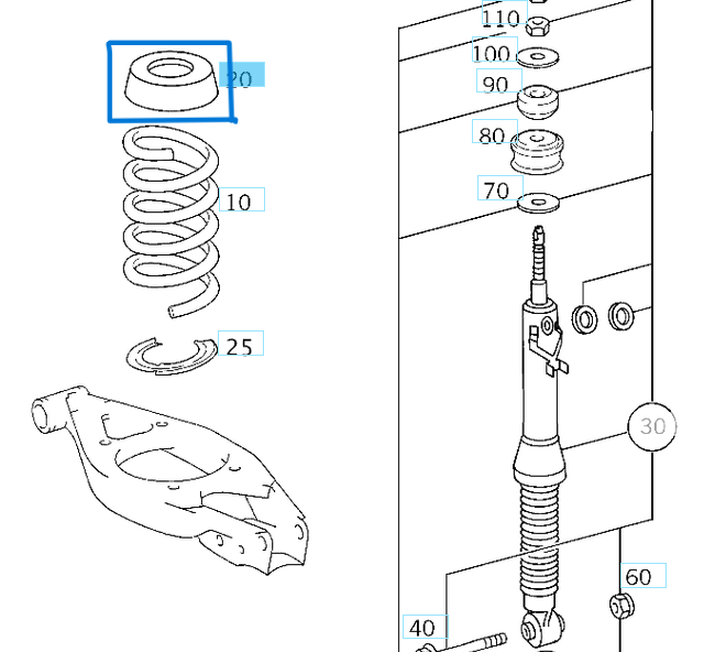 Helezon Get Lastiği / Helezon Takozu Arka /17mm 4 Kertik C Seri W202, E Seri W210 OEM A2103250484