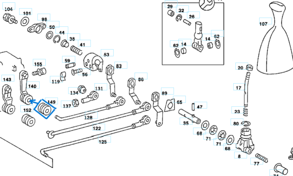 Vites Kol Lastiği Şanzıman Kolundaki C Seri W202, E Seri W210 OEM A0009921110