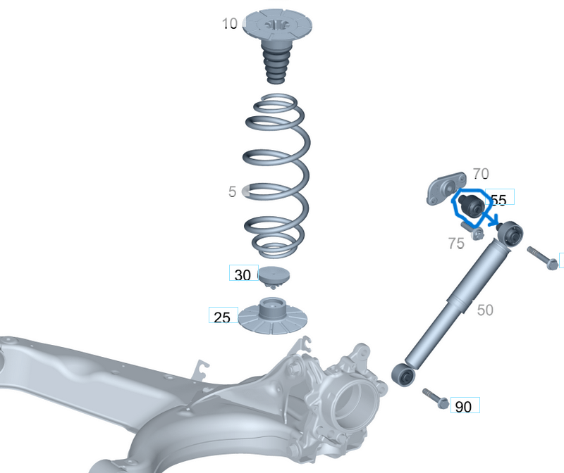 Amortisör Burcu Arka Üst Vito W447 OEM A4473266700, A4473260281