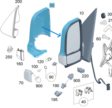 Ayna Kapağı Sol Sprinter W907, W910, OEM A9108114100