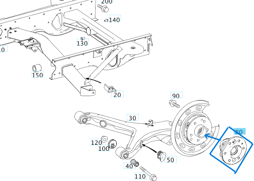 Teker Bilyası Poryalı Arka Sprinter W906, VW Crafter OEM A9063500249, 2E0501171E