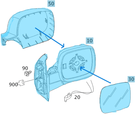 Ayna Elektrikli Isıtmalı Komple Sağ Citan W415 OEM A4158100116, A4158110607, A4158110333